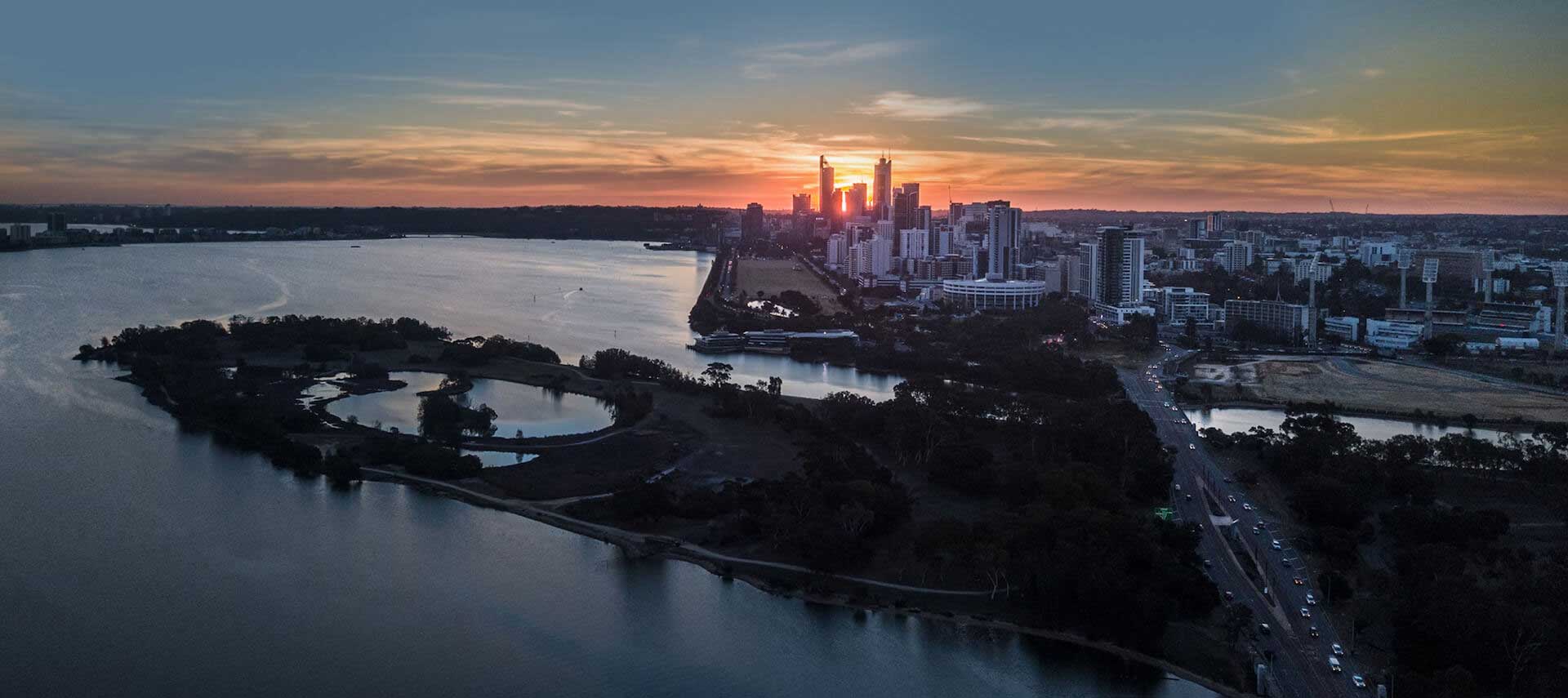 Aerial shot of Perth city